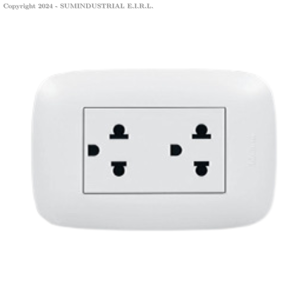 TOMACORRIENTE UNIVERSAL DOBLE 2P+T EUROAMERICANO 16A 250V OVAL BLANCO - [P57B] - TICINO