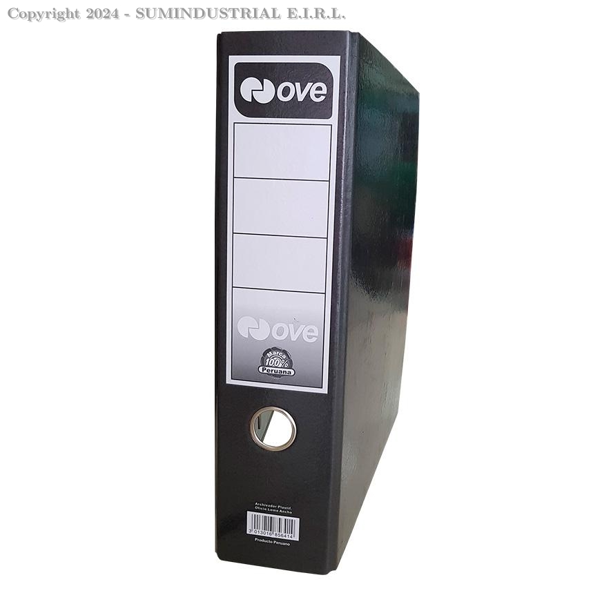 ARCHIVADOR PLASTIFICADO 1/20 F LOMO ANCHO NEGRO OVE