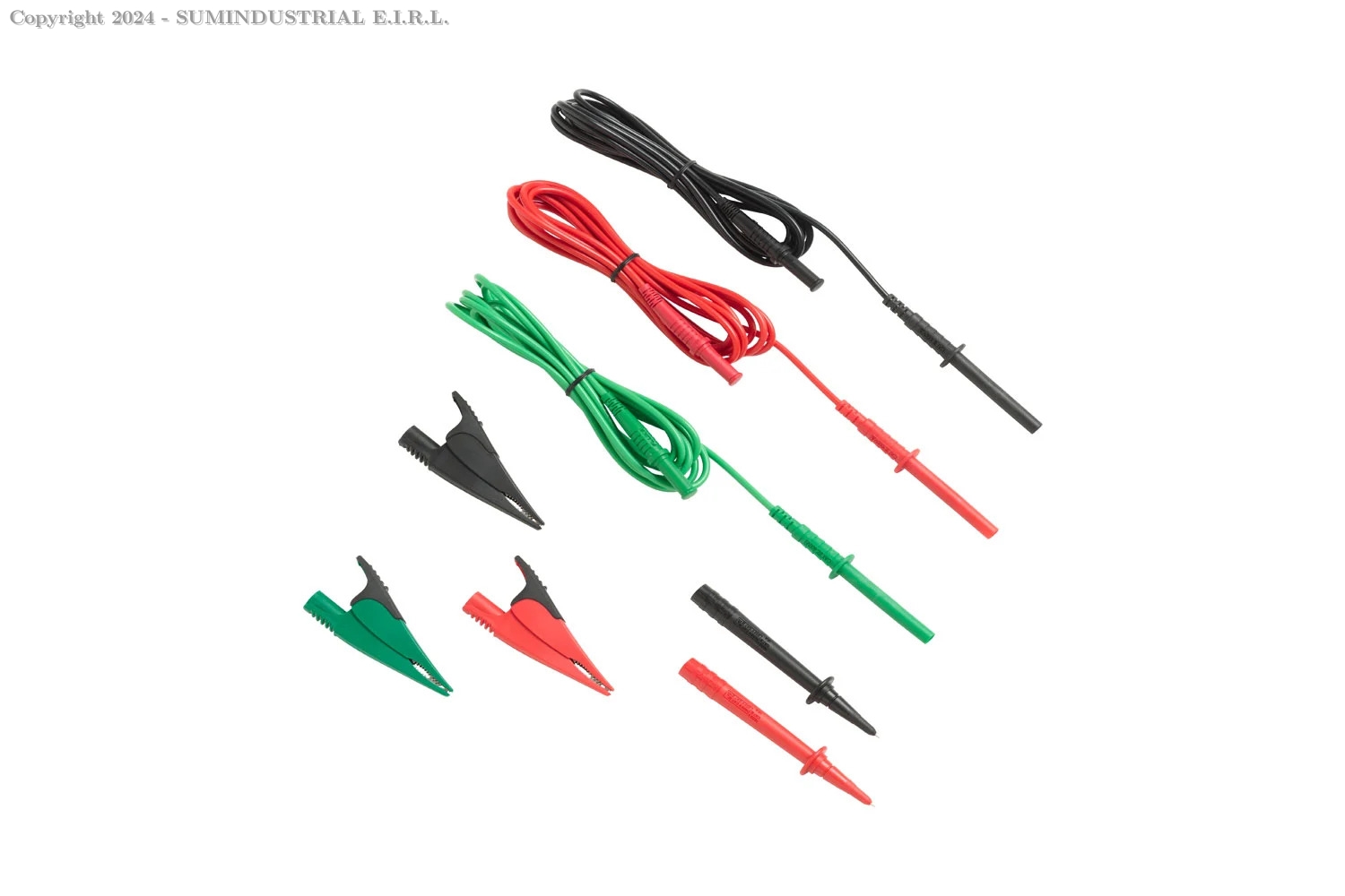 CABLES DE PRUEBA CON PINZAS DE COCODRILO FLUKE TL1550B (ROJO, NEGRO Y VERDE)