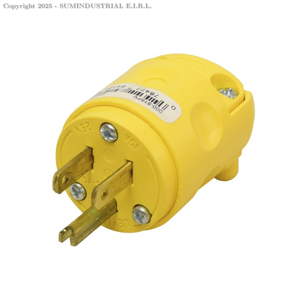 ENCHUFE PVC 2X15A + LT 125V 5-15P AMARILLO LEVITON