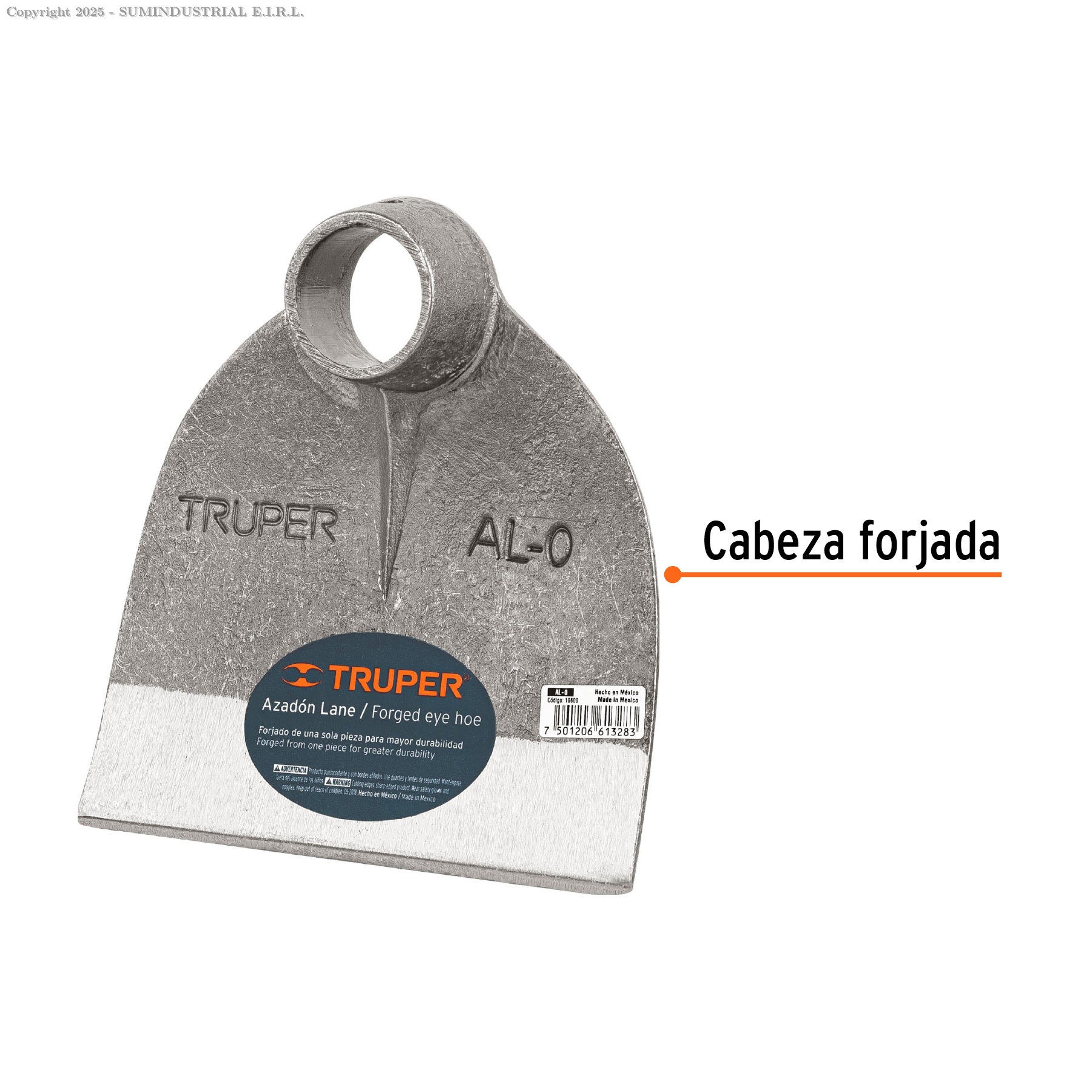 AZADÓN LANE NO. 0 DE 1.6 LB, SIN MANGO, TRUPER 10600