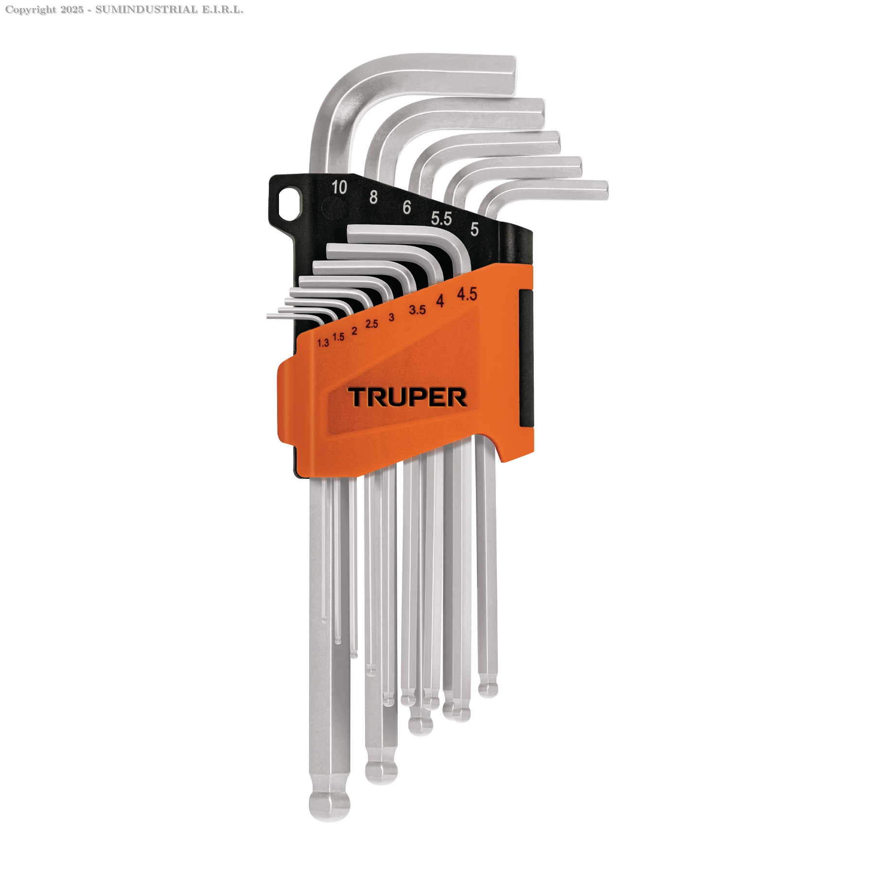 JUEGO 13 LLAVES ALLEN LARGAS MM PUNTA BOLA CON ORGANIZADOR TRUPER 13646